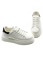 Pantofi Sport Barbati din piele naturala 88118X WHITE-BLACK | ADVANCER