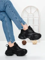 Pantofi Sport Dama cu Platforma 5WL109 BLACK | MEI