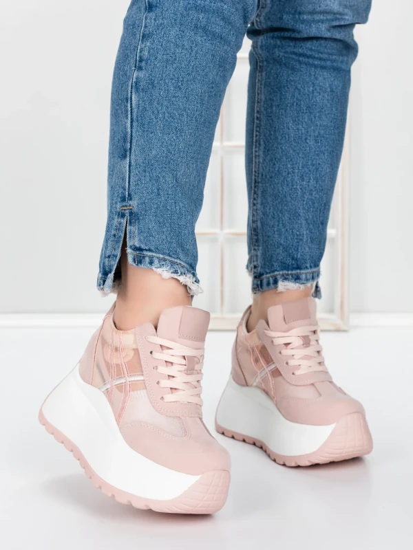 Pantofi Sport Dama cu Platforma 5WL111 PINK | MEI