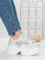Pantofi Sport Dama cu Platforma 5WL112 WHITE | MEI