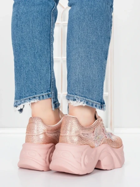 Pantofi Sport Dama cu Platforma 5WL112 PINK | MEI