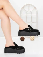 Papuci Dama cu Platforma 5WL113 BLACK | MEI