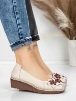 Balerini Dama din piele naturala F166 CREAM | ADVANCER