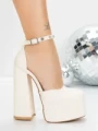Pantofi cu Toc gros si Platforma 2SY12 LIGHT BEIGE | MEI