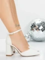 Pantofi cu Toc Gros 5XKK76 WHITE | MEI
