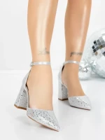 Pantofi cu Toc Gros 5XKK76 SILVER | MEI