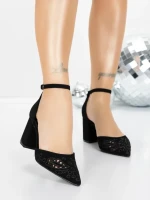 Pantofi cu Toc Gros 5XKK82 BLACK | MEI