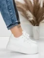 Pantofi Sport Dama cu Platforma 5WL118 WHITE | MEI