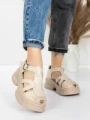 Sandale Dama din piele naturala 10668 CREAM | ADVANCER