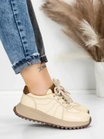 Pantofi Sport Dama din piele naturala 88253 CREAM | ADVANCER