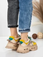Pantofi Sport Dama din piele naturala HY2986 CREAM-GREY | FRANCO GERARDO