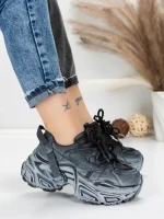 Pantofi Sport Dama din piele naturala 918-1 BLACK-GREY | FRANCO GERARDO