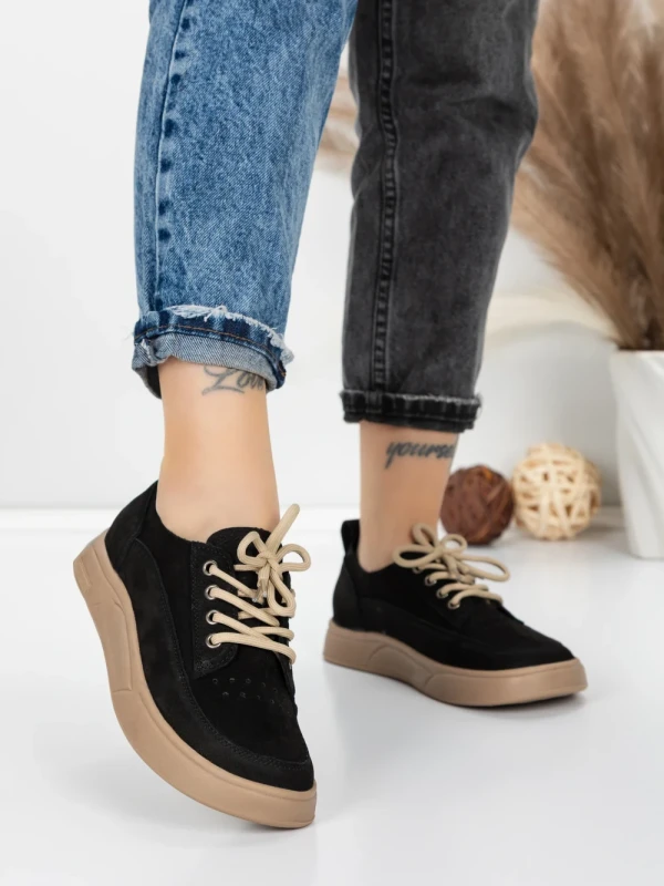 Pantofi Sport Dama din piele naturala 2535 BLACK | FRANCO GERARDO