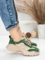 Pantofi Sport Dama din piele naturala 7109 GREEN-CREAM | FRANCO GERARDO