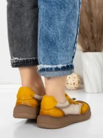 Pantofi Sport Dama din piele naturala 65852 YELLOW | FRANCO GERARDO