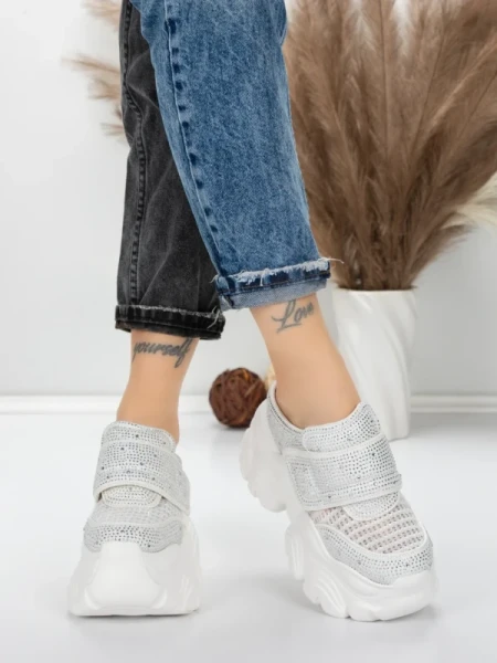 Pantofi Sport Dama cu Platforma 569-67 WHITE | MEI