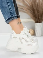Pantofi Sport Dama cu Platforma 6166-95 WHITE | MEI