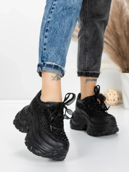 Pantofi Sport Dama cu Platforma 0897-36 BLACK | MEI