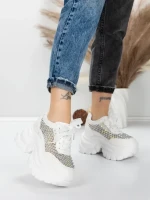 Pantofi Sport Dama cu Platforma 0897-36 WHITE | MEI