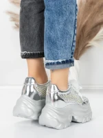 Pantofi Sport Dama cu Platforma 0897-36 SILVER | MEI