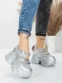 Pantofi Sport Dama cu Platforma 6166-80 SILVER | MEI