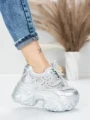 Pantofi Sport Dama cu Platforma 6166-88 SILVER | MEI
