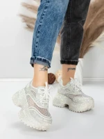 Pantofi Sport Dama cu Platforma 6968-1 WHITE | MEI