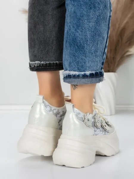 Pantofi Sport Dama cu Platforma 8307-2 WHITE | MEI