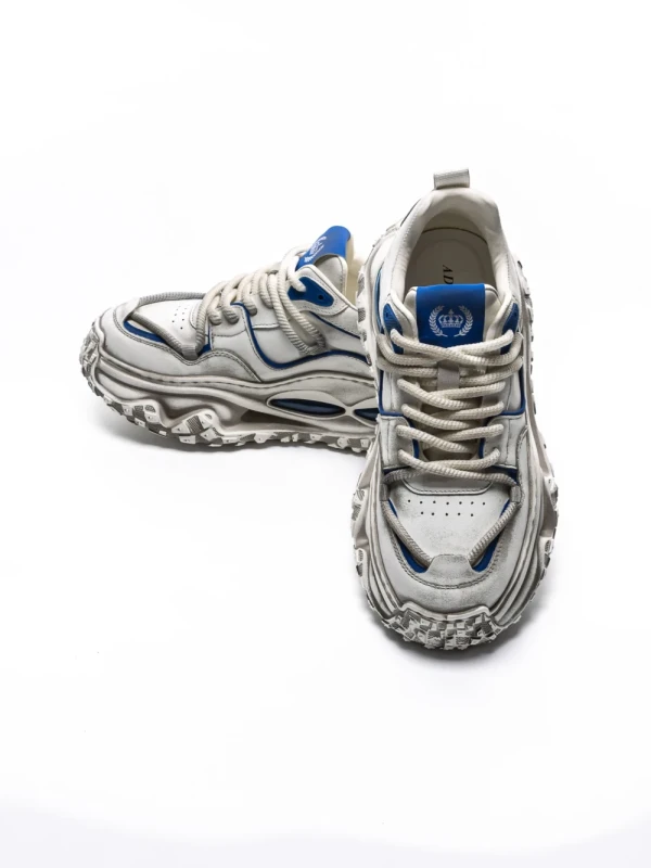 Pantofi Sport Barbati din piele naturala 95932 WHITE-BLUE | ADVANCER