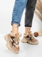 Pantofi Sport Dama din piele naturala HY5798 APRICOT-ORANGE | FRANCO GERARDO