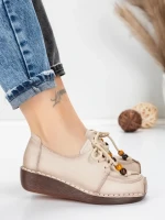 Pantofi Casual Dama din piele naturala 2553 CREAM | FORMATIONE