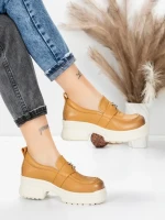 Pantofi Casual Dama din piele naturala 10828 YELLOW | FORMATIONE