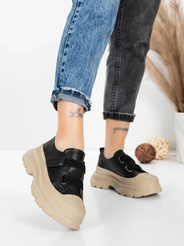 Pantofi Sport Dama din piele naturala 6806 BLACK | ADVANCER