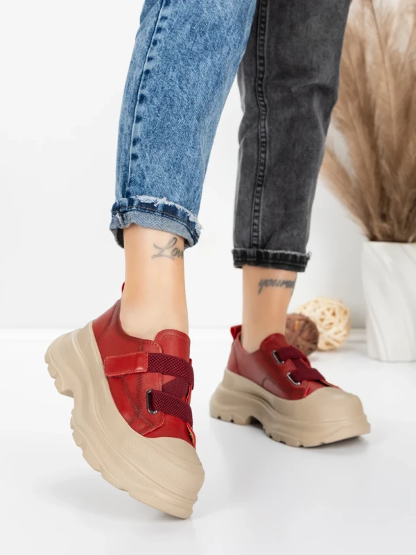 Pantofi Sport Dama din piele naturala 6806 RED | ADVANCER