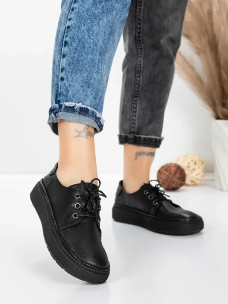 Pantofi Casual Dama din piele naturala 663 BLACK | ADVANCER
