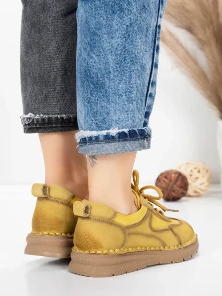 Pantofi Casual Dama din piele naturala 886 YELLOW | FRANCO GERARDO