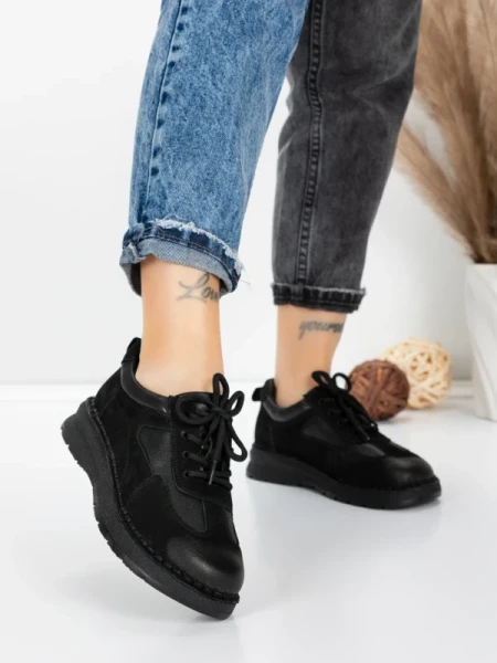 Pantofi Casual Dama din piele naturala 886 BLACK | FRANCO GERARDO