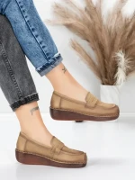 Pantofi Casual Dama din piele naturala 2557 APRICOT | FORMATIONE