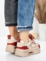 Pantofi Sport Dama din piele naturala 2576 CREAM-RED | ADVANCER