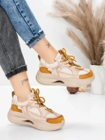 Pantofi Sport Dama din piele naturala 2576 CREAM-YELLOW | ADVANCER