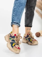 Pantofi Sport Dama din piele naturala HY5782 CREAM-RED | FRANCO GERARDO