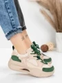 Pantofi Sport Dama din piele naturala 2576 CREAM-GREEN | ADVANCER