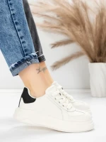 Pantofi Sport Dama din piele naturala FP26309 WHITE-BLACK | ADVANCER