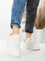 Pantofi Sport Dama din piele naturala FP26309 WHITE-APRICOT | ADVANCER