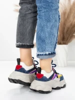 Pantofi Sport Dama din piele naturala HY1369 BLUE-YELLOW | FRANCO GERARDO