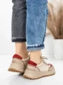 Pantofi Sport Dama din piele naturala 572305 CREAM-RED | FRANCO GERARDO