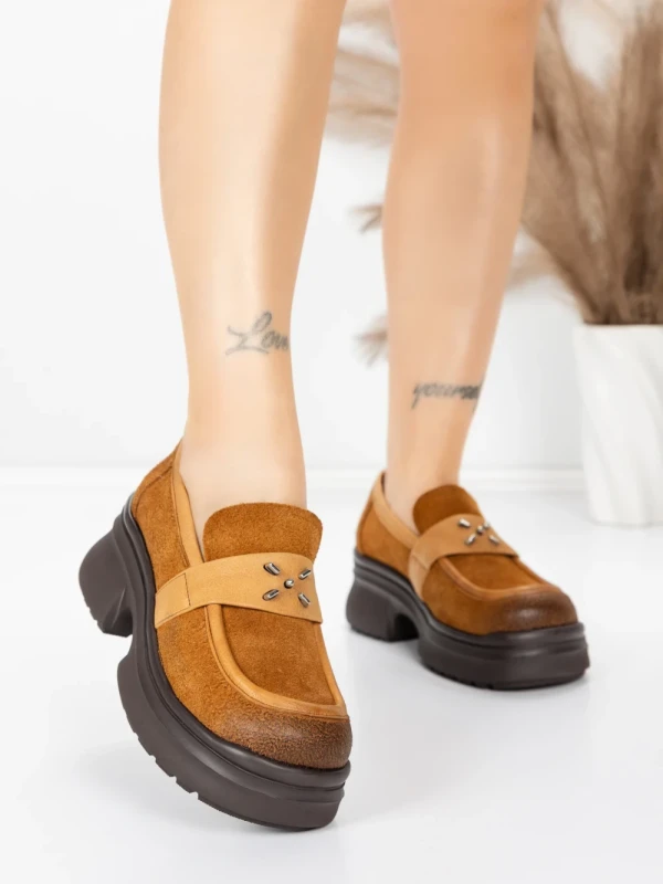 Pantofi Casual Dama din piele naturala 10827 BROWN | FORMAZIONE