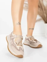 Pantofi Sport Dama din piele naturala KM3906 CREAM | ADVANCER
