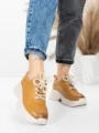 Pantofi Sport Dama din piele naturala 10785 YELLOW | FRANCO GERARDO