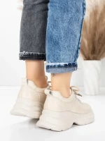 Pantofi Sport Dama din piele naturala 10785 CREAM | FRANCO GERARDO